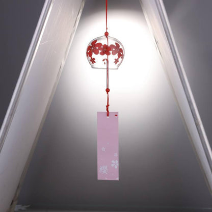 Japan Style Hand-paint Sakura Glass Wind Chimes Creative Gifts Painted Window &amp; Door Hanging Bells Decorations Hanging Wind Chime Pendant Label Chimes Wind Bells Gift For Mom Home