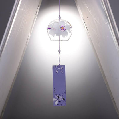 Japan Style Hand-paint Sakura Glass Wind Chimes Creative Gifts Painted Window &amp; Door Hanging Bells Decorations Hanging Wind Chime Pendant Label Chimes Wind Bells Gift For Mom Home