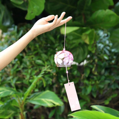 Japan Style Hand-paint Sakura Glass Wind Chimes Creative Gifts Painted Window &amp; Door Hanging Bells Decorations Hanging Wind Chime Pendant Label Chimes Wind Bells Gift For Mom Home