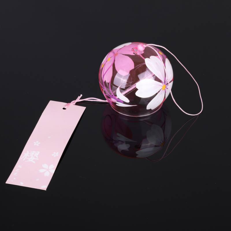 Japan Style Hand-paint Sakura Glass Wind Chimes Creative Gifts Painted Window &amp; Door Hanging Bells Decorations Hanging Wind Chime Pendant Label Chimes Wind Bells Gift For Mom Home