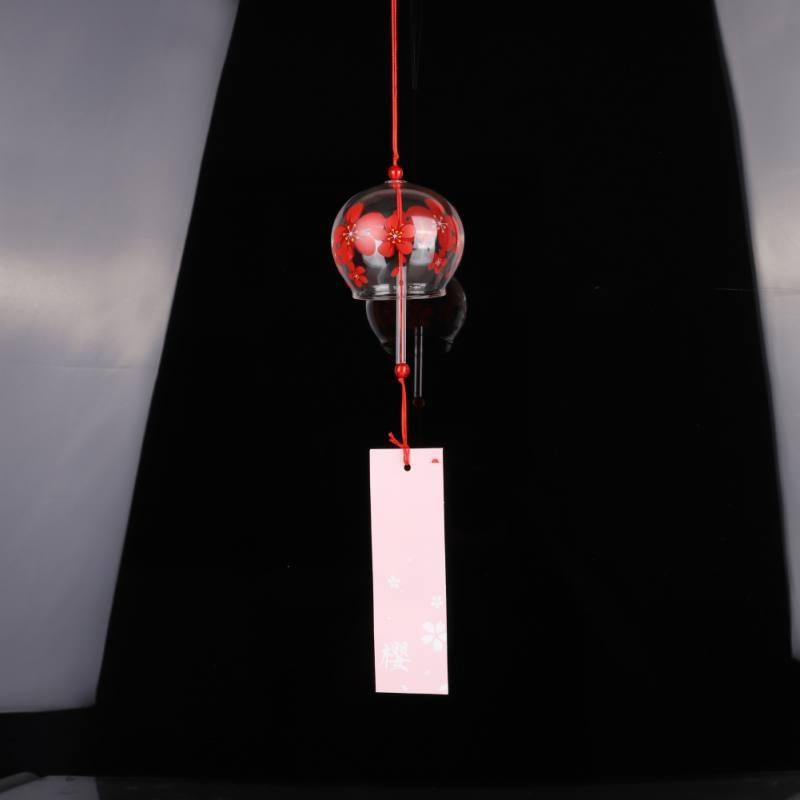Japan Style Hand-paint Sakura Glass Wind Chimes Creative Gifts Painted Window &amp; Door Hanging Bells Decorations Hanging Wind Chime Pendant Label Chimes Wind Bells Gift For Mom Home