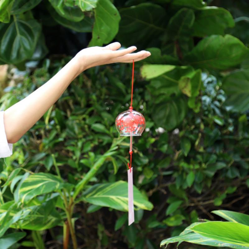 Japan Style Hand-paint Sakura Glass Wind Chimes Creative Gifts Painted Window &amp; Door Hanging Bells Decorations Hanging Wind Chime Pendant Label Chimes Wind Bells Gift For Mom Home