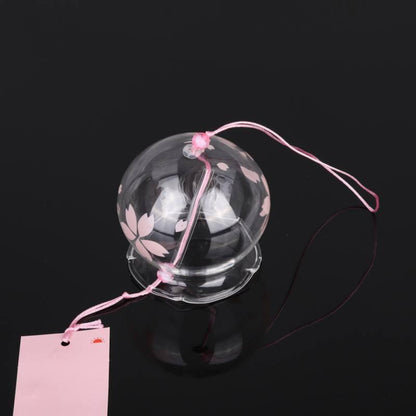 Japan Style Hand-paint Sakura Glass Wind Chimes Creative Gifts Painted Window &amp; Door Hanging Bells Decorations Hanging Wind Chime Pendant Label Chimes Wind Bells Gift For Mom Home