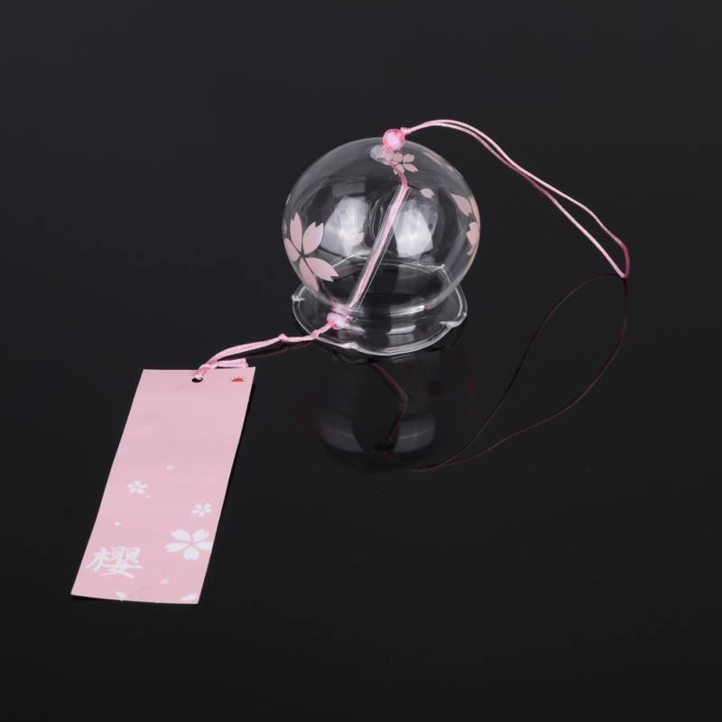 Japan Style Hand-paint Sakura Glass Wind Chimes Creative Gifts Painted Window &amp; Door Hanging Bells Decorations Hanging Wind Chime Pendant Label Chimes Wind Bells Gift For Mom Home