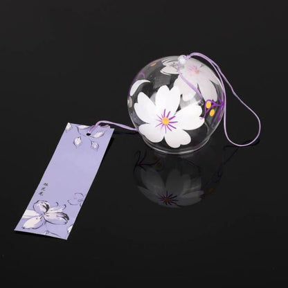 Japan Style Hand-paint Sakura Glass Wind Chimes Creative Gifts Painted Window &amp; Door Hanging Bells Decorations Hanging Wind Chime Pendant Label Chimes Wind Bells Gift For Mom Home