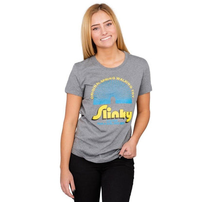 Juno Slinky Spring Walking Toy Gray Juniors T-Shirt