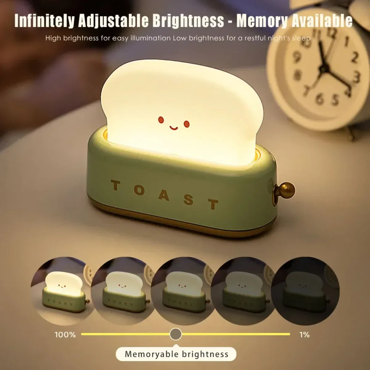 Toast LED Night Light – Kawaii Bread Lamp with Timer &amp; Adjustable Brightness