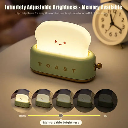 Toast LED Night Light – Kawaii Bread Lamp with Timer &amp; Adjustable Brightness