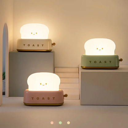Toast LED Night Light – Kawaii Bread Lamp with Timer &amp; Adjustable Brightness