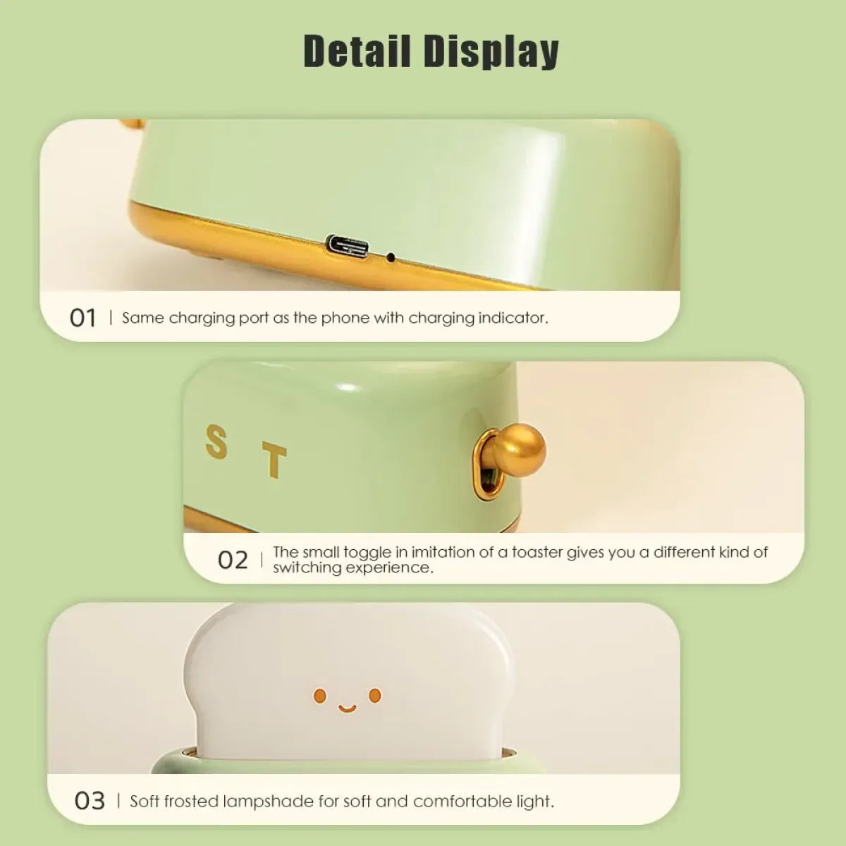 Toast LED Night Light – Kawaii Bread Lamp with Timer &amp; Adjustable Brightness