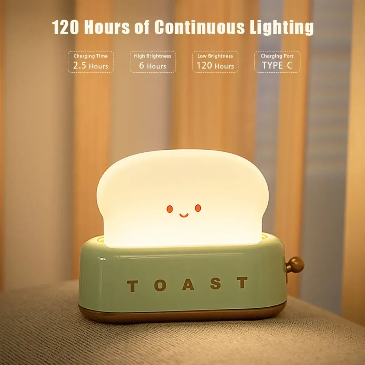 Toast LED Night Light – Kawaii Bread Lamp with Timer &amp; Adjustable Brightness