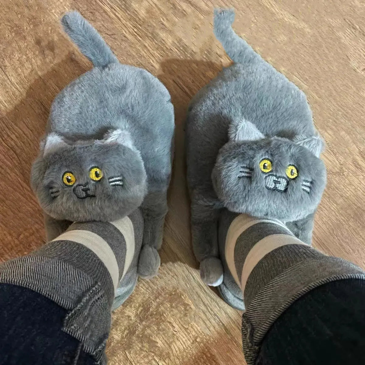 Kawaii Cat Winter Slippers for Women &amp; Men