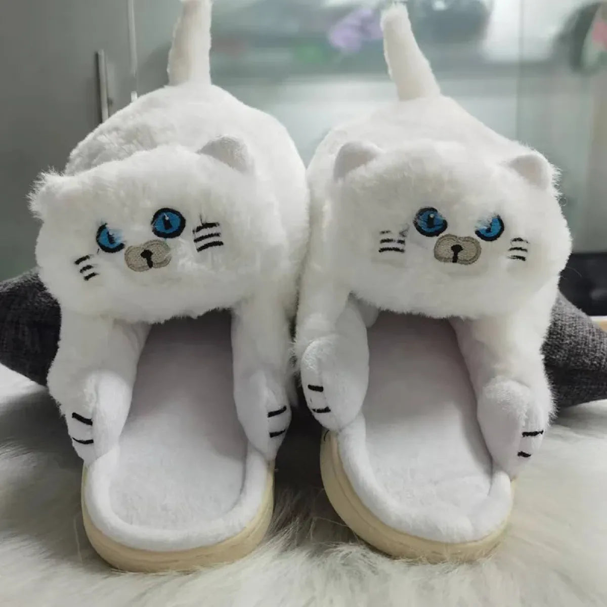 Kawaii Cat Winter Slippers for Women &amp; Men