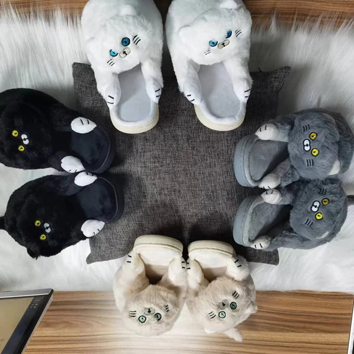 Kawaii Cat Winter Slippers for Women &amp; Men