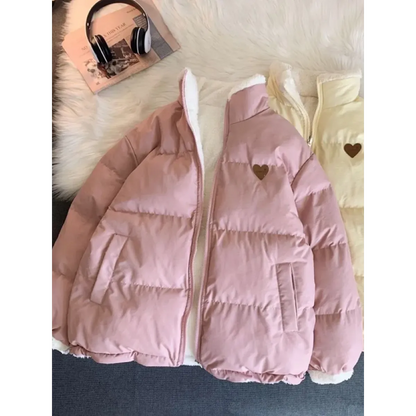 Kawaii Double Sided Love Bear Winter Puffer Jacket