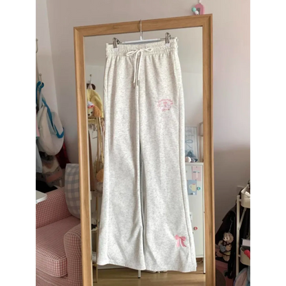 Flare Sweatpants – Kawaii High Waist Embroidered Trousers
