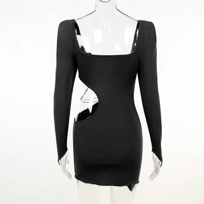 Hollow Out Full Sleeve Mini Dress