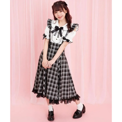 Sweet Lolita Ruffled Blouse - Bow Top, Kawaii Y2K Aesthetic
