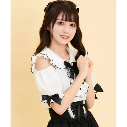 Sweet Lolita Ruffled Blouse - Bow Top, Kawaii Y2K Aesthetic
