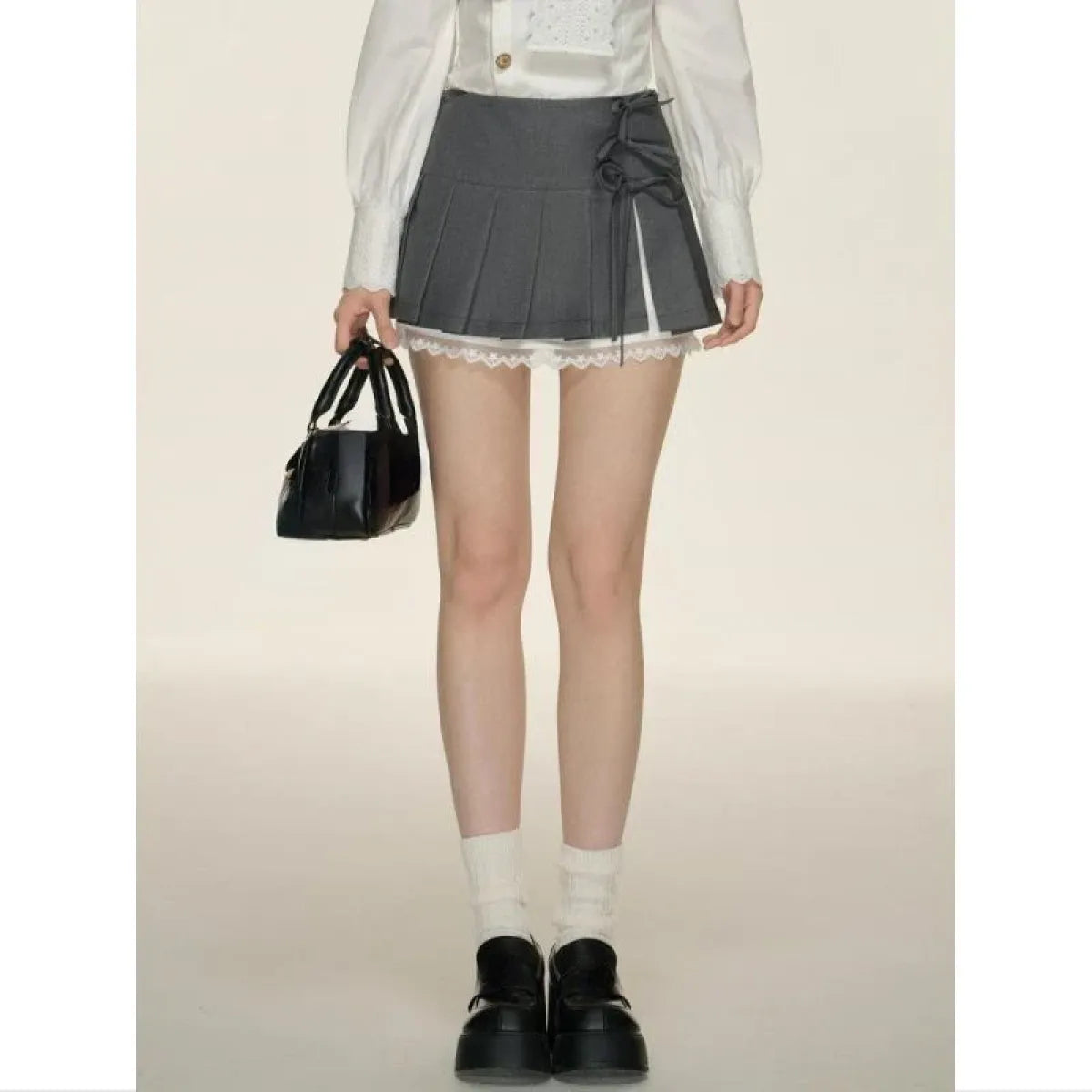 Pleated Lace Trim Mini Skirt – Kawaii Y2K Sweet Harajuku