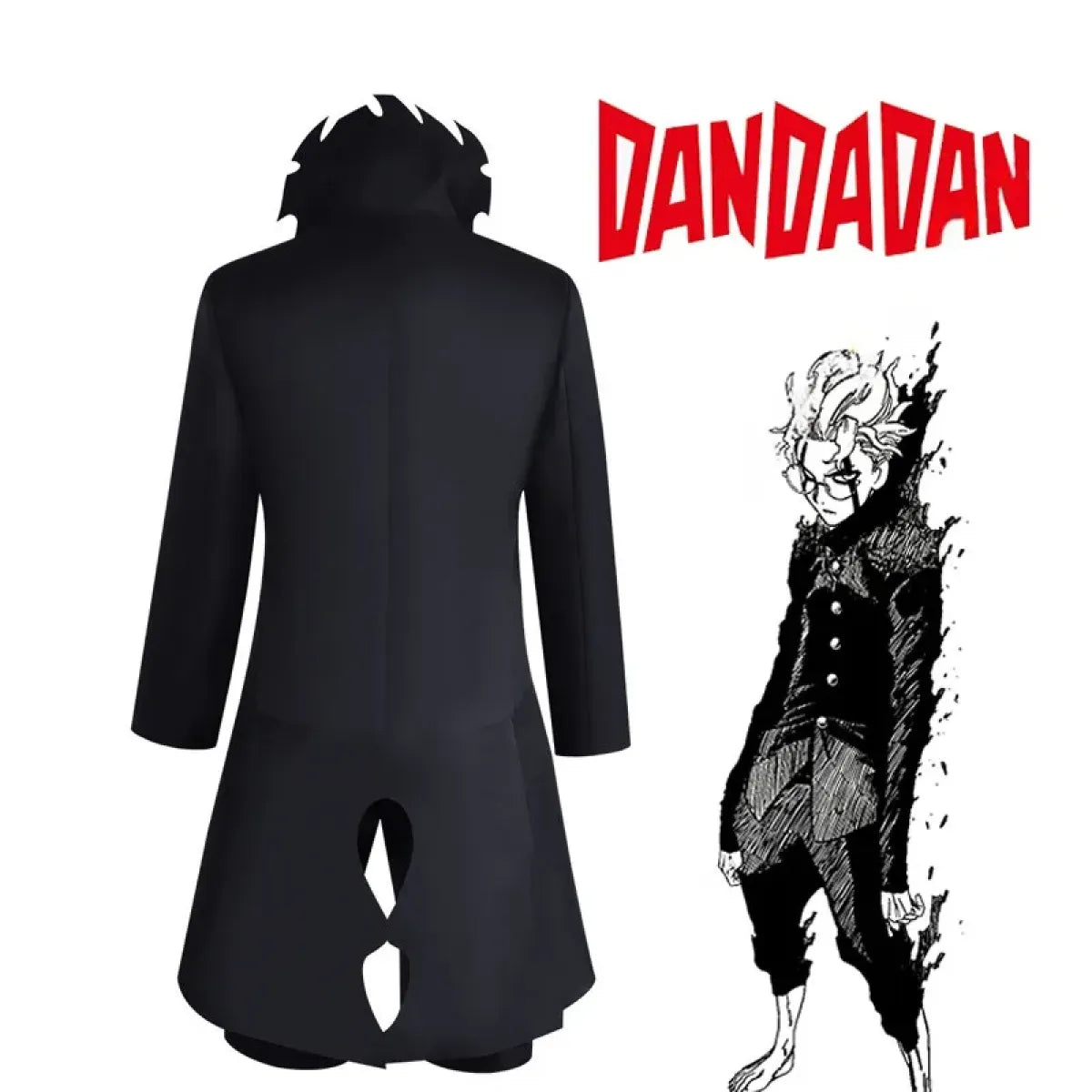 Dandadan Ken Takakura Okarun Cosplay – Black Uniform with Wig &amp; Glasses