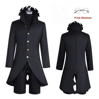 Dandadan Ken Takakura Okarun Cosplay – Black Uniform with Wig &amp; Glasses