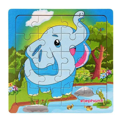 Kids Puzzle Toy Animals and Vehicle Wooden Puzzles Jigsaw Baby Educational Learning Toys for Children Gift