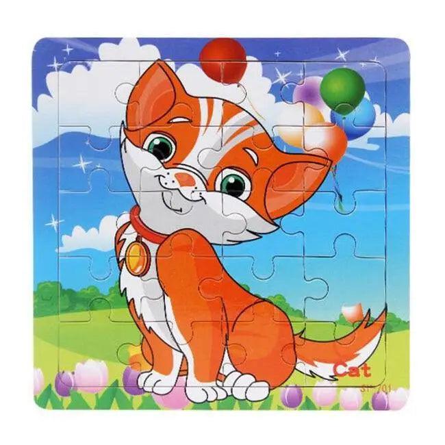 Kids Puzzle Toy Animals and Vehicle Wooden Puzzles Jigsaw Baby Educational Learning Toys for Children Gift