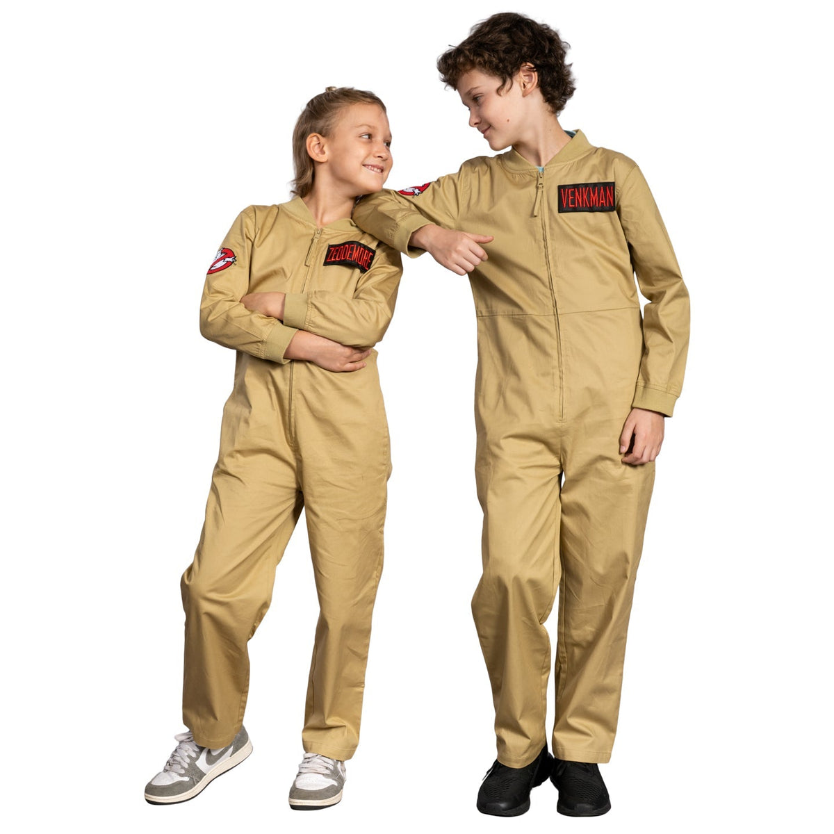Kids Youth Ghostbusters Changeable Name Patches Halloween Cosplay Costume Jumpsuit