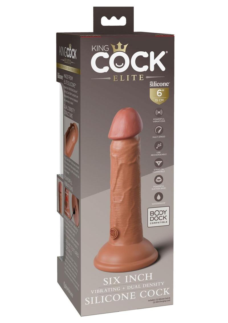King Cock Elite 6 Inch Vibrating Dual Density Silicone Dildo