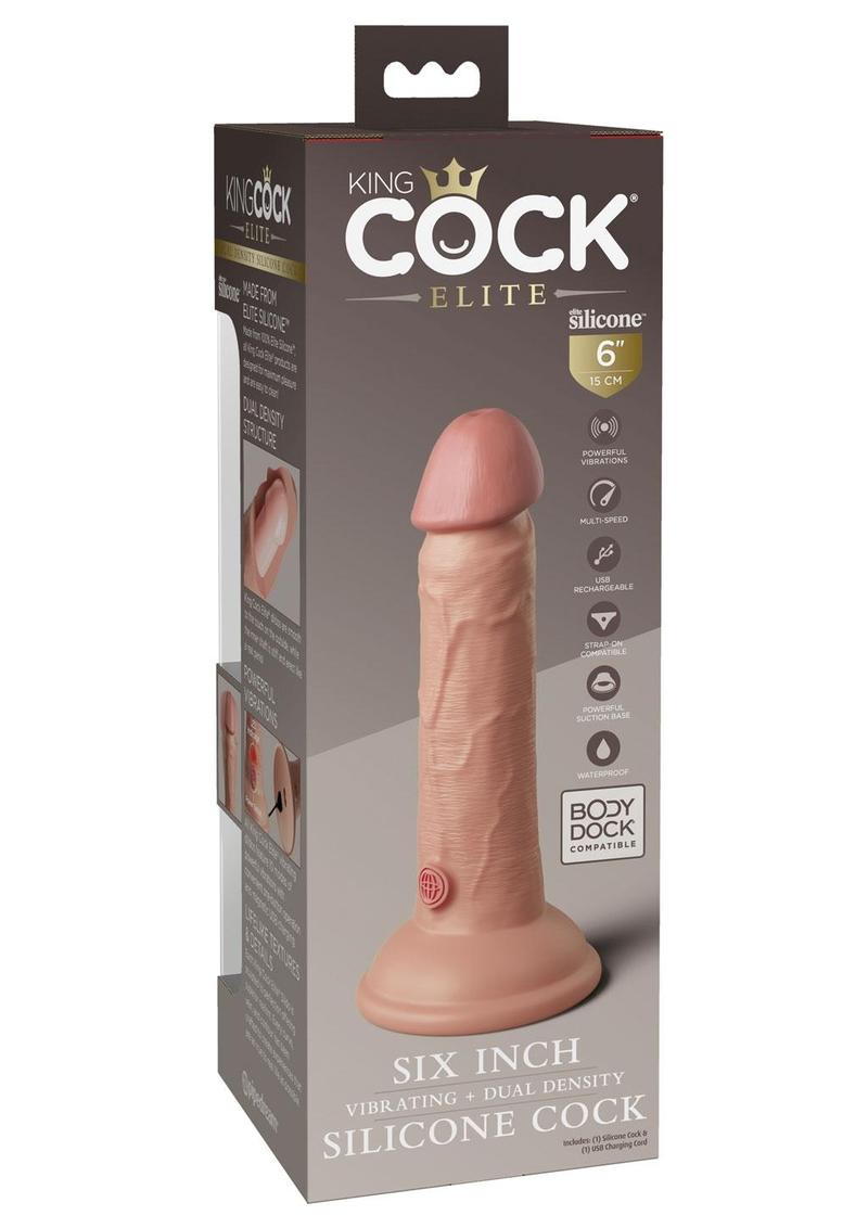 King Cock Elite 6 Inch Vibrating Dual Density Silicone Dildo