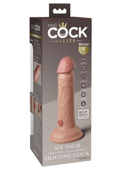 King Cock Elite 6 Inch Vibrating Dual Density Silicone Dildo