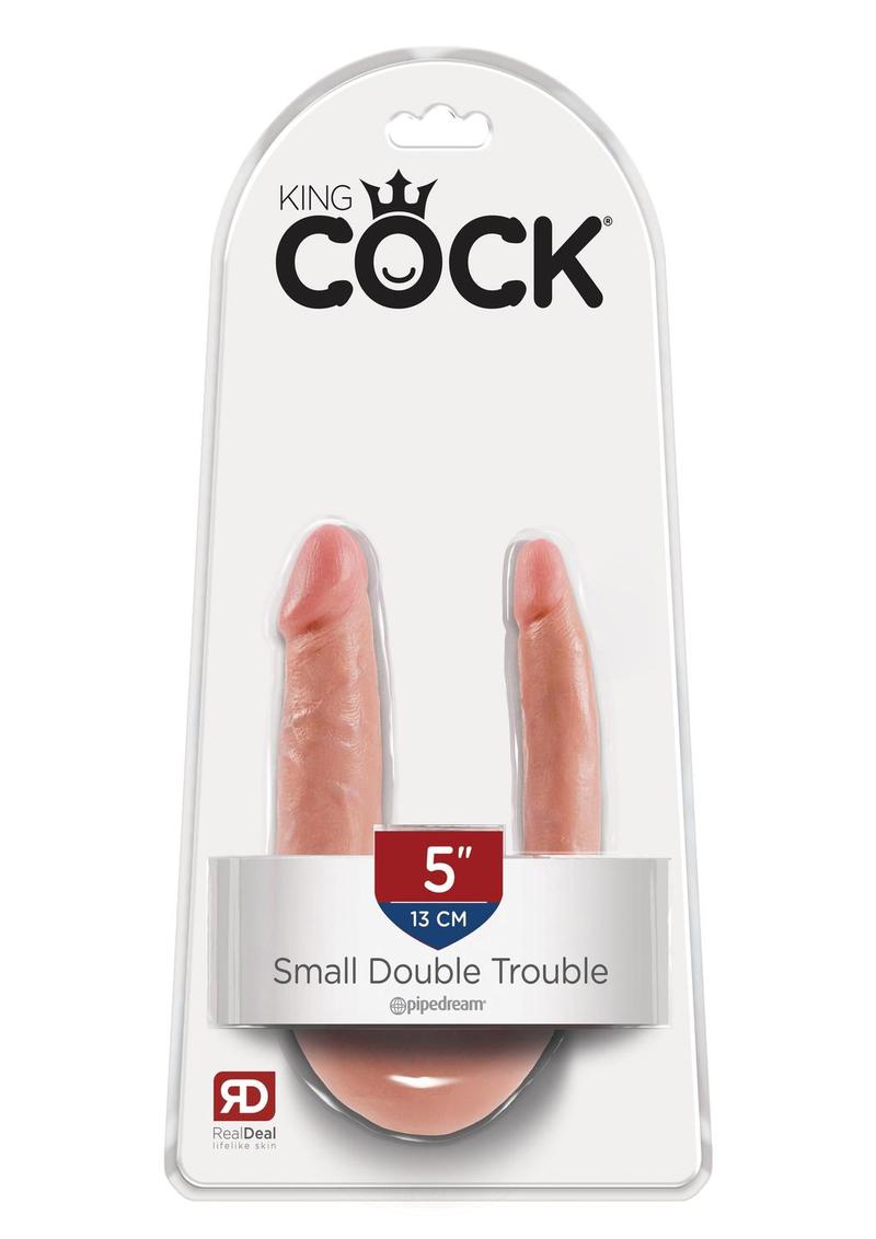 King Cock U-Shaped Small Double Trouble Dildo 5in Realistic Silicone