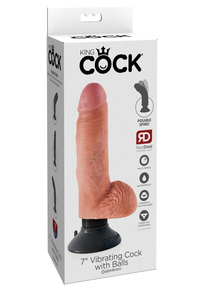 King Cock Vibrating Dildo with Balls And Suction Base
