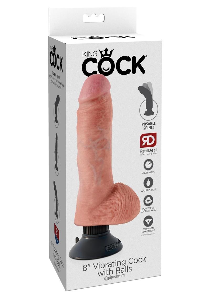 King Cock Vibrating Dildo with Balls And Suction Base