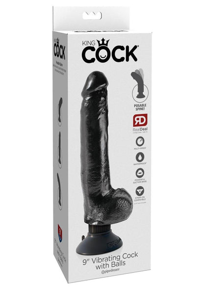 King Cock Vibrating Dildo with Balls And Suction Base