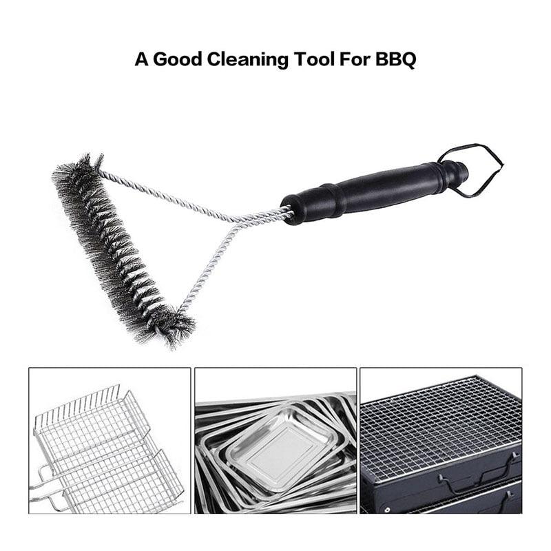 Kitchen Accessories BBQ Grill Brush and Scraper Barbecue Kit Cleaning Brush Stainless Steel Tools Wire Bristles Triangle BBQ Grill Cleaning Brush for Weber Gas Charcoal Porcelain Cast Iron &amp; All Grilling Grates Accessories