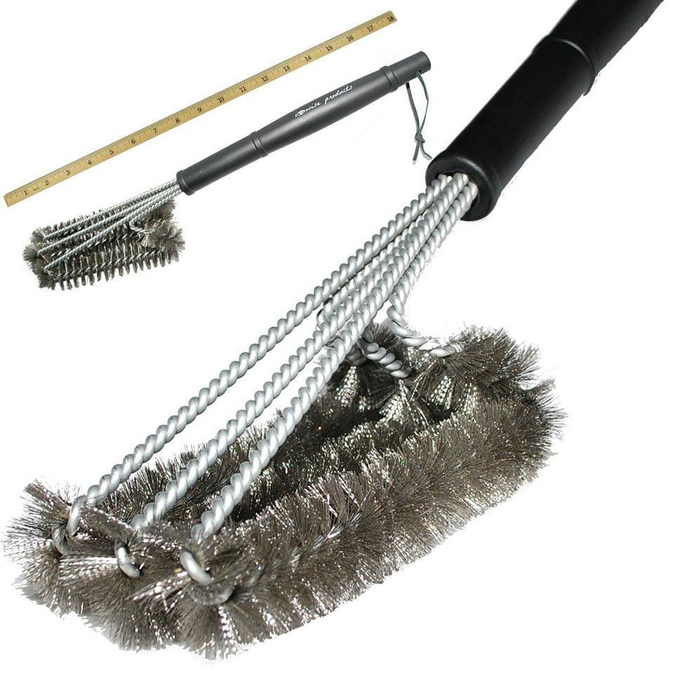Kitchen Accessories BBQ Grill Brush and Scraper Barbecue Kit Cleaning Brush Stainless Steel Tools Wire Bristles Triangle BBQ Grill Cleaning Brush for Weber Gas Charcoal Porcelain Cast Iron &amp; All Grilling Grates Accessories
