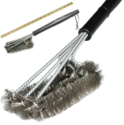 Kitchen Accessories BBQ Grill Brush and Scraper Barbecue Kit Cleaning Brush Stainless Steel Tools Wire Bristles Triangle BBQ Grill Cleaning Brush for Weber Gas Charcoal Porcelain Cast Iron &amp; All Grilling Grates Accessories