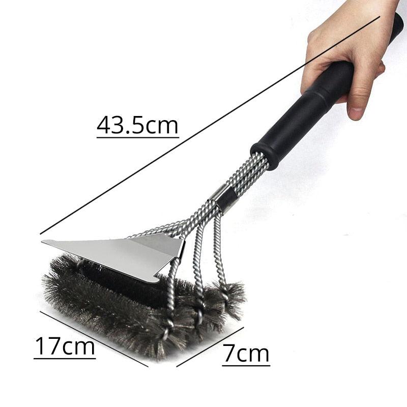 Kitchen Accessories BBQ Grill Brush and Scraper Barbecue Kit Cleaning Brush Stainless Steel Tools Wire Bristles Triangle BBQ Grill Cleaning Brush for Weber Gas Charcoal Porcelain Cast Iron &amp; All Grilling Grates Accessories