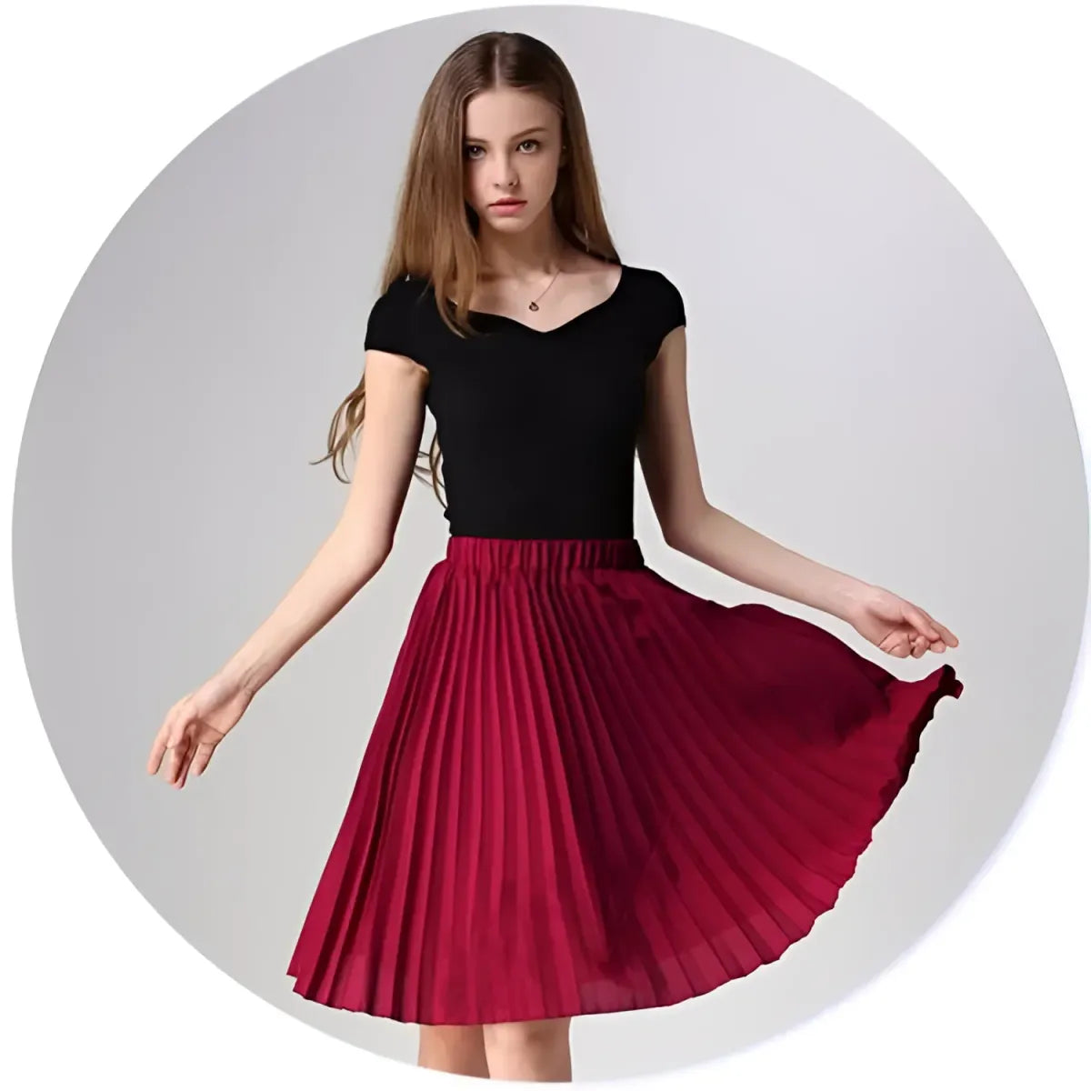 Knife-Pleated Chiffon Skirt