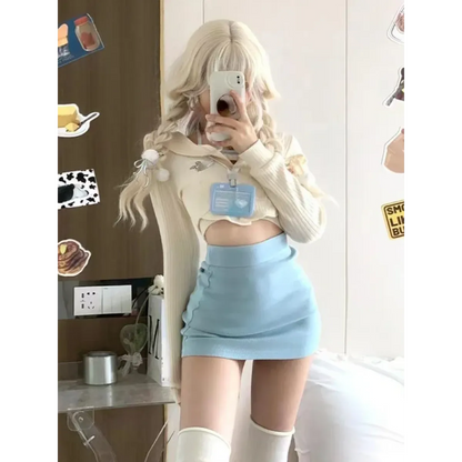 Harajuku Knit Crop Top Set