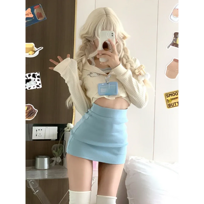 Harajuku Knit Crop Top Set