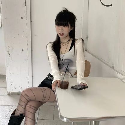 Korean Fairycore See-through Crop Top