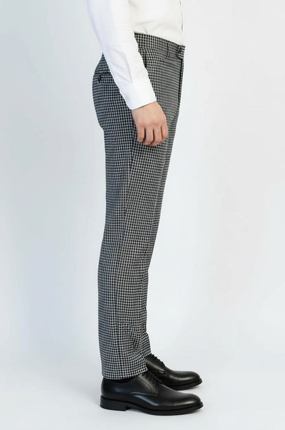 Black &amp; White Checkered Fabric Trousers – Wessi
