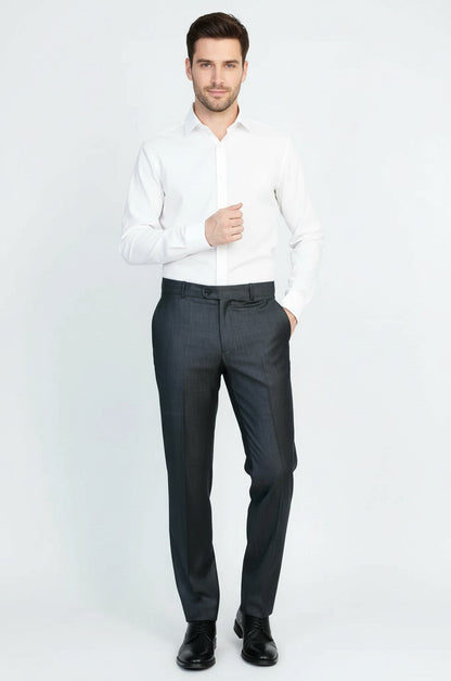 Anthracite  Slim Fit Classic Cut Dress Trousers – Wessi