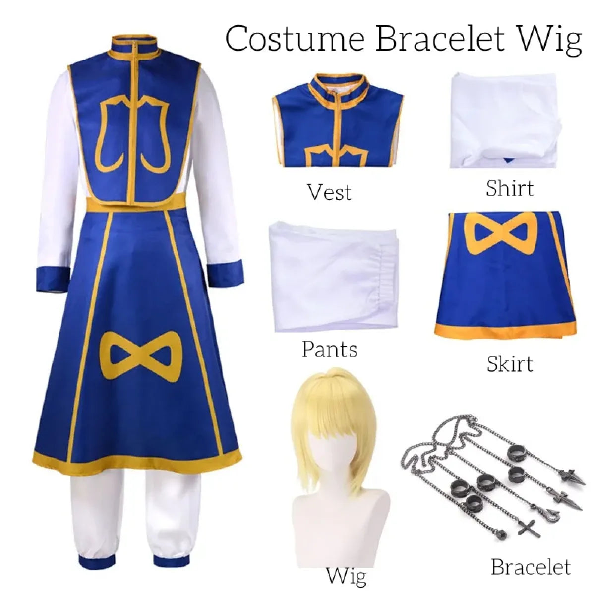 Kurapika Cosplay Costume – Hunter x Hunter Outfit with Wig &amp; Chains