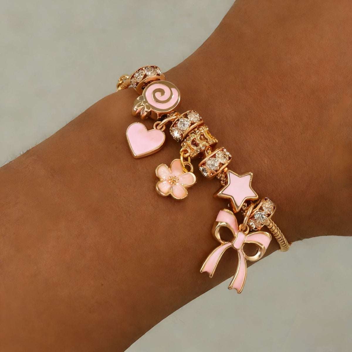 Sweet Pink Heart &amp; Bow Layered Necklace
