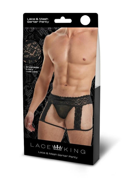 Lace King Men’s Lace And Mesh Garter Panty Seductive Lingerie