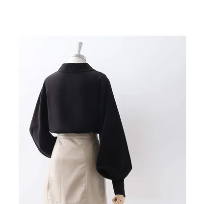 Lantern Sleeve Blouse – Elegant Vintage Button-Up Shirt